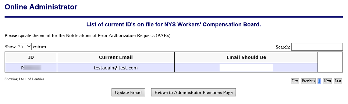 Online Administrator Email Notification List