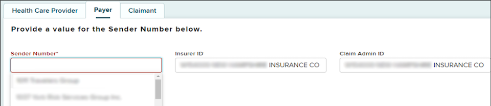 Sender Number dropdown selection