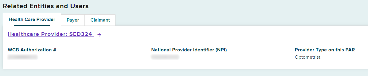 Related Provider Entities tab