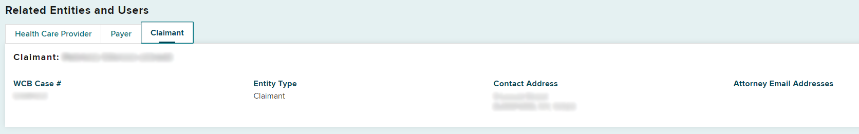 Related Claimant Entities tab