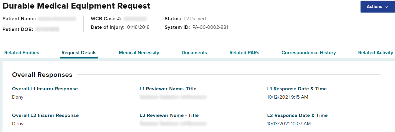 Level 1 and Level 2 response details