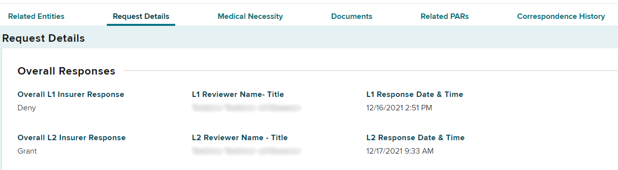 Insurer Response Details